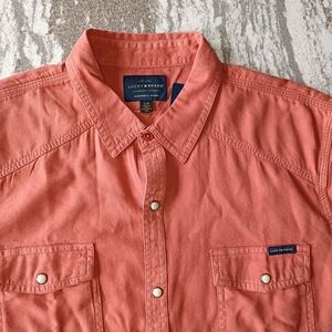 Lucky Brandon 🍀 Men's Washed & Worn Short Sleeve Shirt NEW Size Large